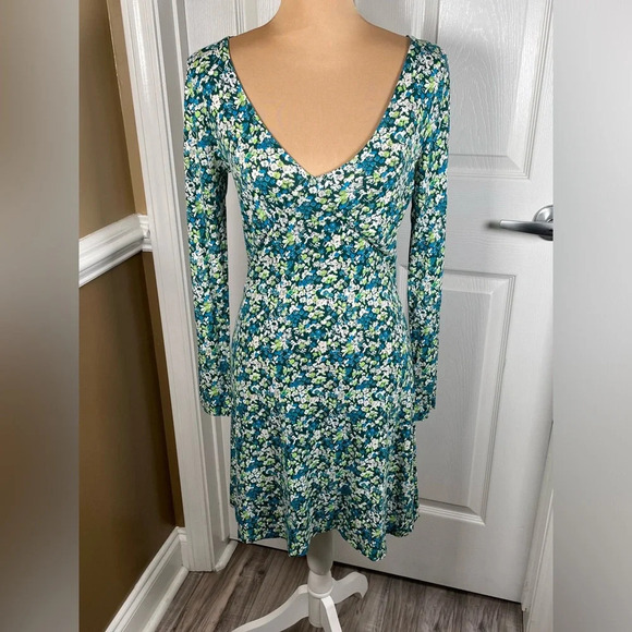 BP Womens Green Moss Hannah Kate Dress Size Small Floral Print Long Sleeve - Picture 6 of 9